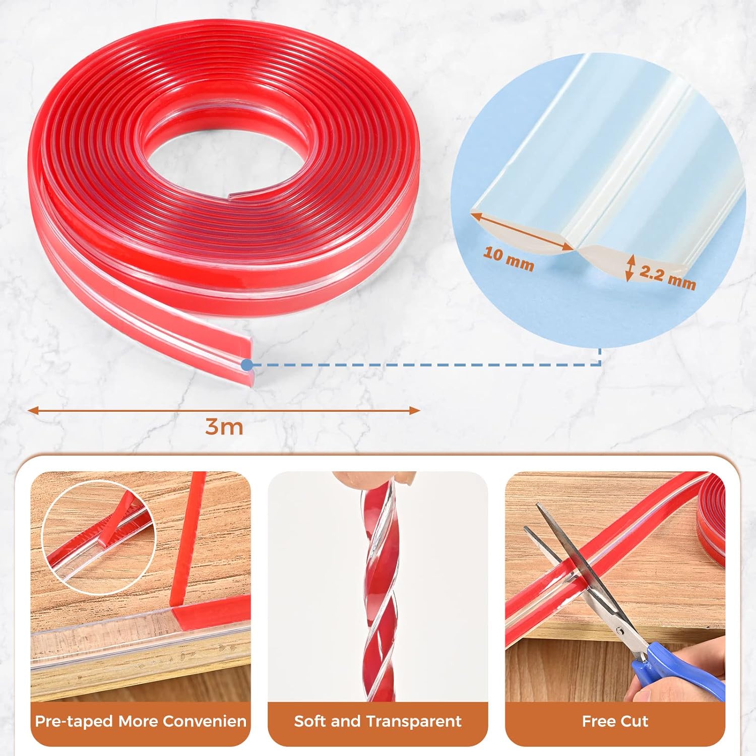 3M Pré-adhésif Protection Meuble Bébé, Coin de Table Protection Bebe Silicone Transparent Protection Table Bebe avec 4 Protection Angle Bebe - 2
