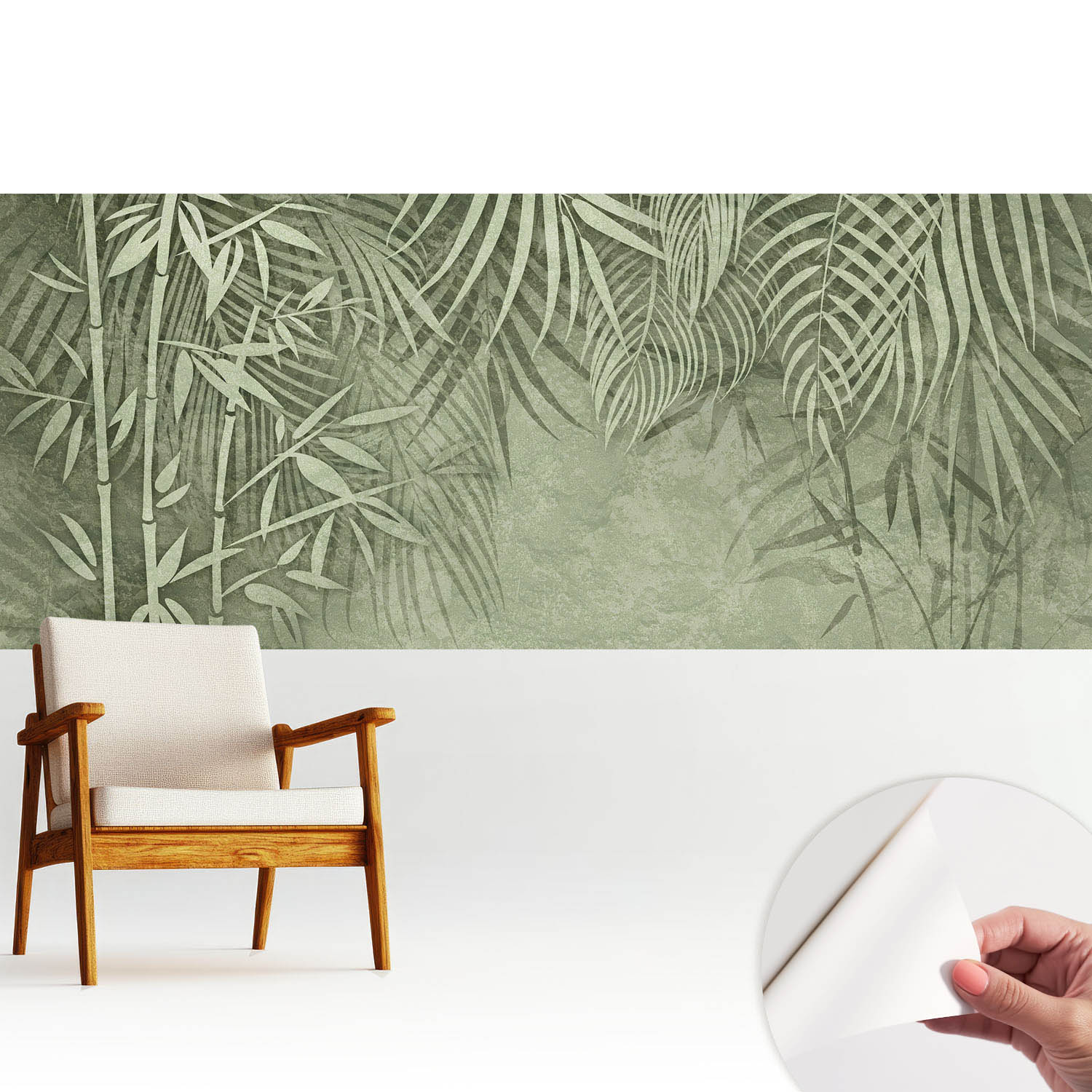 Tapeta dekoracyjna z wysokiej jakości materiału samoprzylepnego 250x104 cm - Motywy bambusa w zielonych tonacjach TULUP