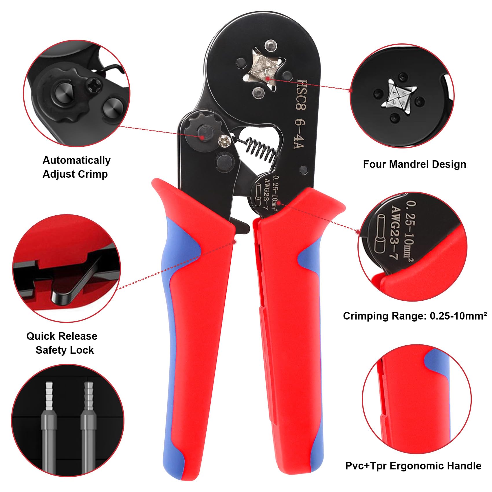 Pinza crimpatrice con 1200 capicorda, set di capicorda, pinza per capicorda con funzione a cricchetto, utensile crimpatore per 0,25-10,00 mm² - 3