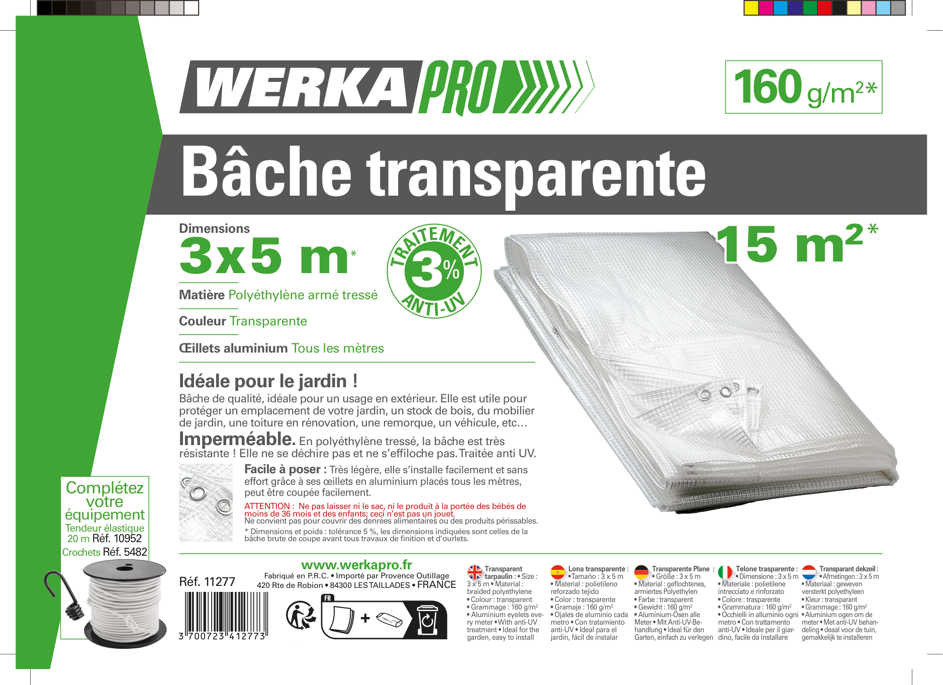 Bache transparente WERKA PRO 3 x 5 m 160 g m2 anti UV - 6