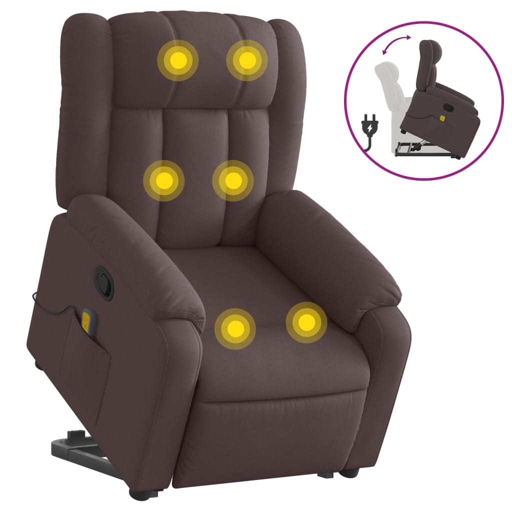 Silla de masaje | sillón de relax | silla de relax reclinable de pie de tela marrón oscuro cfw149356