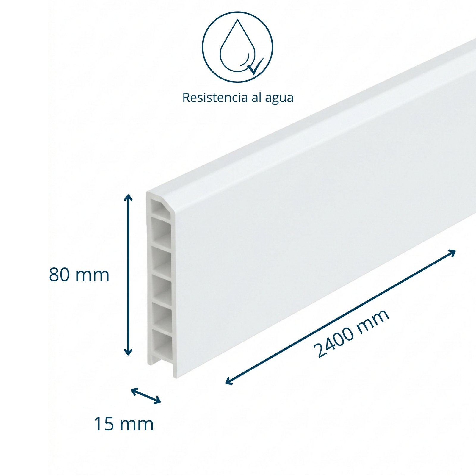 Pack de 10 Rodapiés PVC Blanco 2400x80 mm | ISOVEX - 6