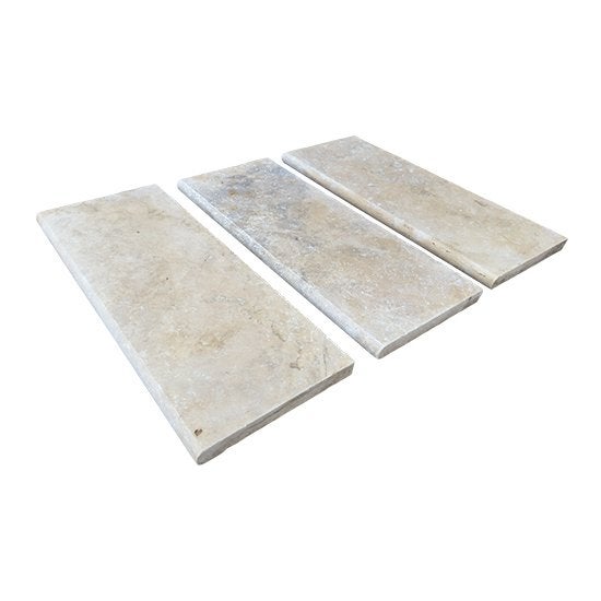 Margelle piscine en travertin Beige Mix - Bord Rond - 25 x 61 x 3 cm - pièce - C-NEGOCE - 2
