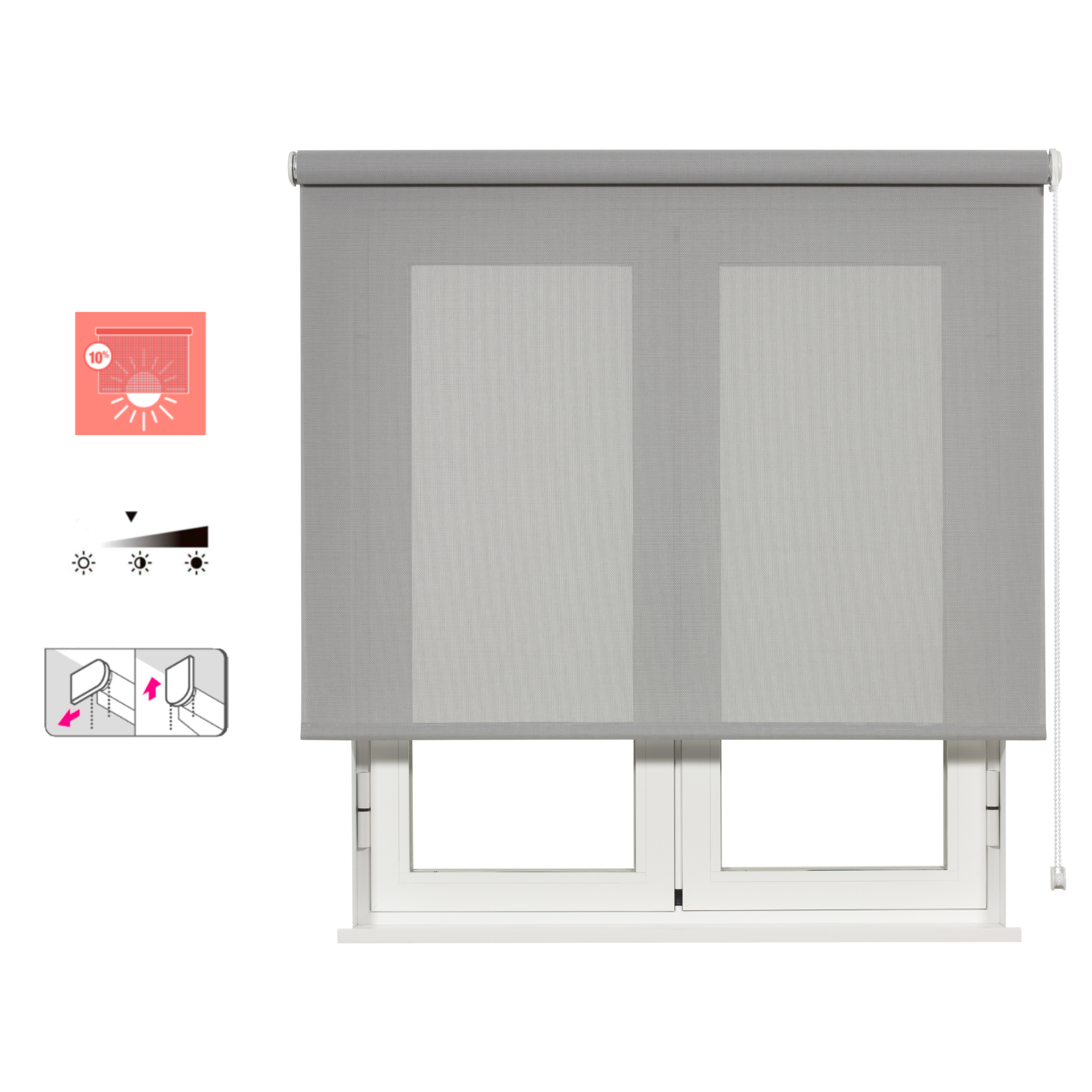 INSPIRE - Store enrouleur screen - l.55 x 190 cm - PEARL - Gris - 7