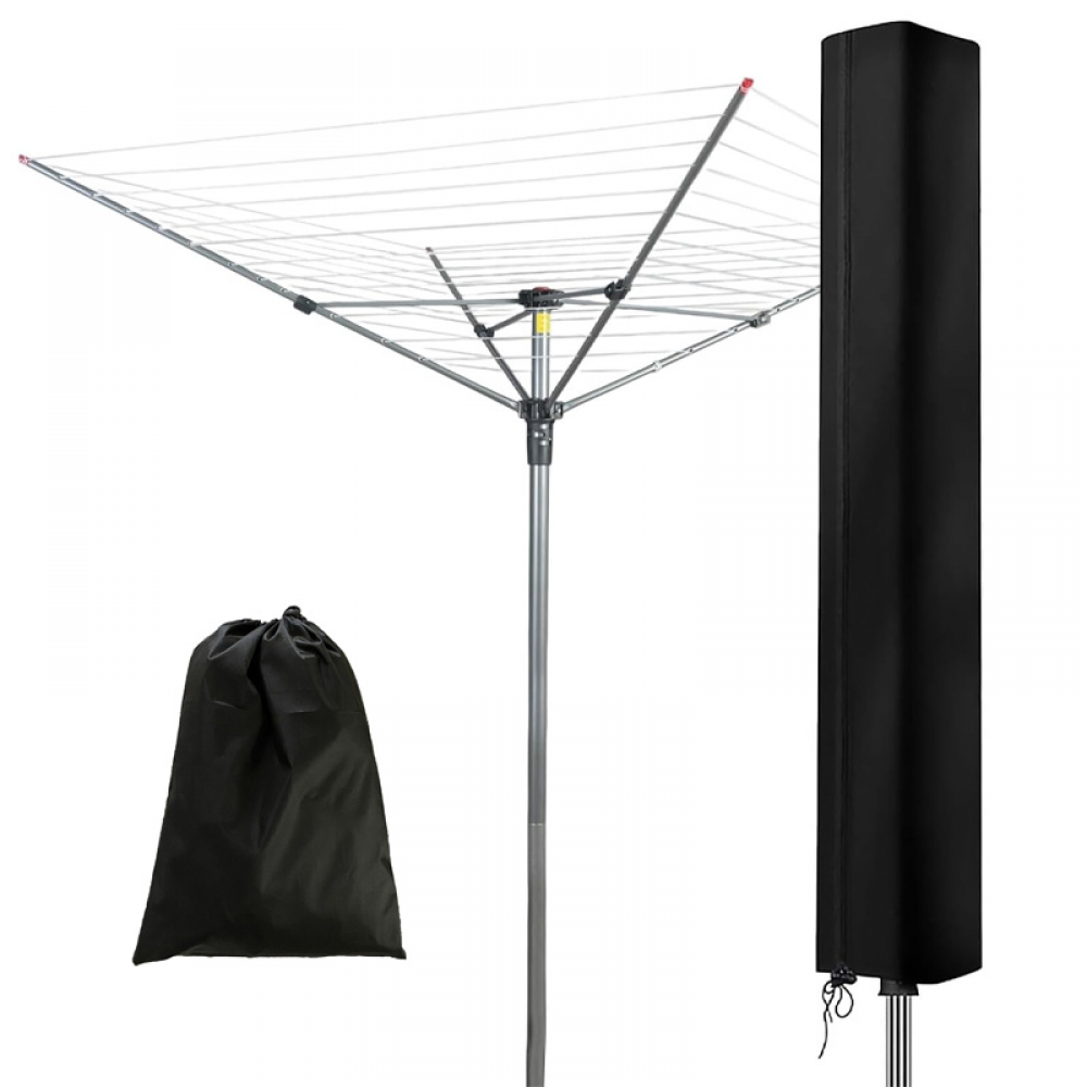 Pokrowiec na suszarkę, odporny na warunki atmosferyczne, 420D, z zamkiem błyskawicznym i kieszenią do przechowywania, czarny (160 x 15 x 15 cm)