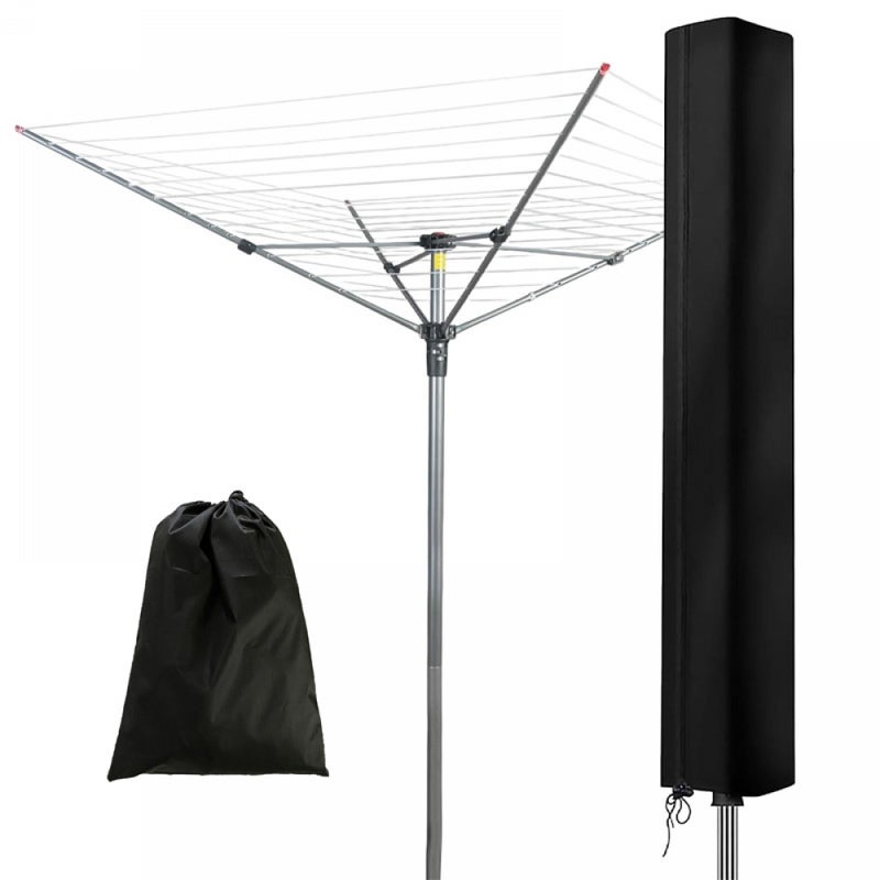 Pokrowiec na suszarkę, odporny na warunki atmosferyczne, 420D, z zamkiem błyskawicznym i kieszenią do przechowywania, czarny (160 x 15 x 15 cm)