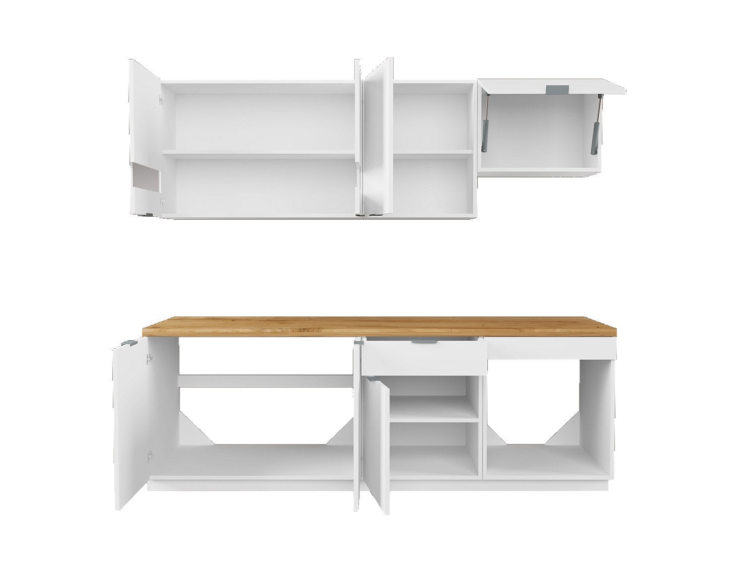 Cuisine complète - Avec plan de travail 200 cm - Blanc et Naturel - CARMEO - 5