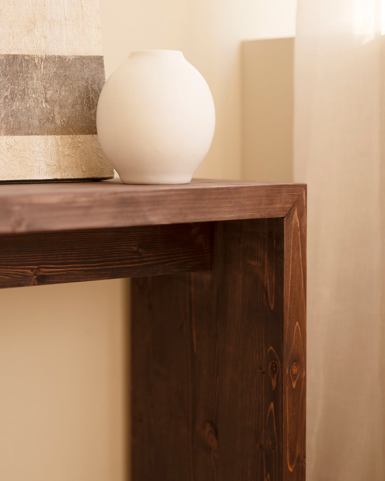 TELVA - Console en bois massif ton noyer 120x80cm - DECOWOOD - 4