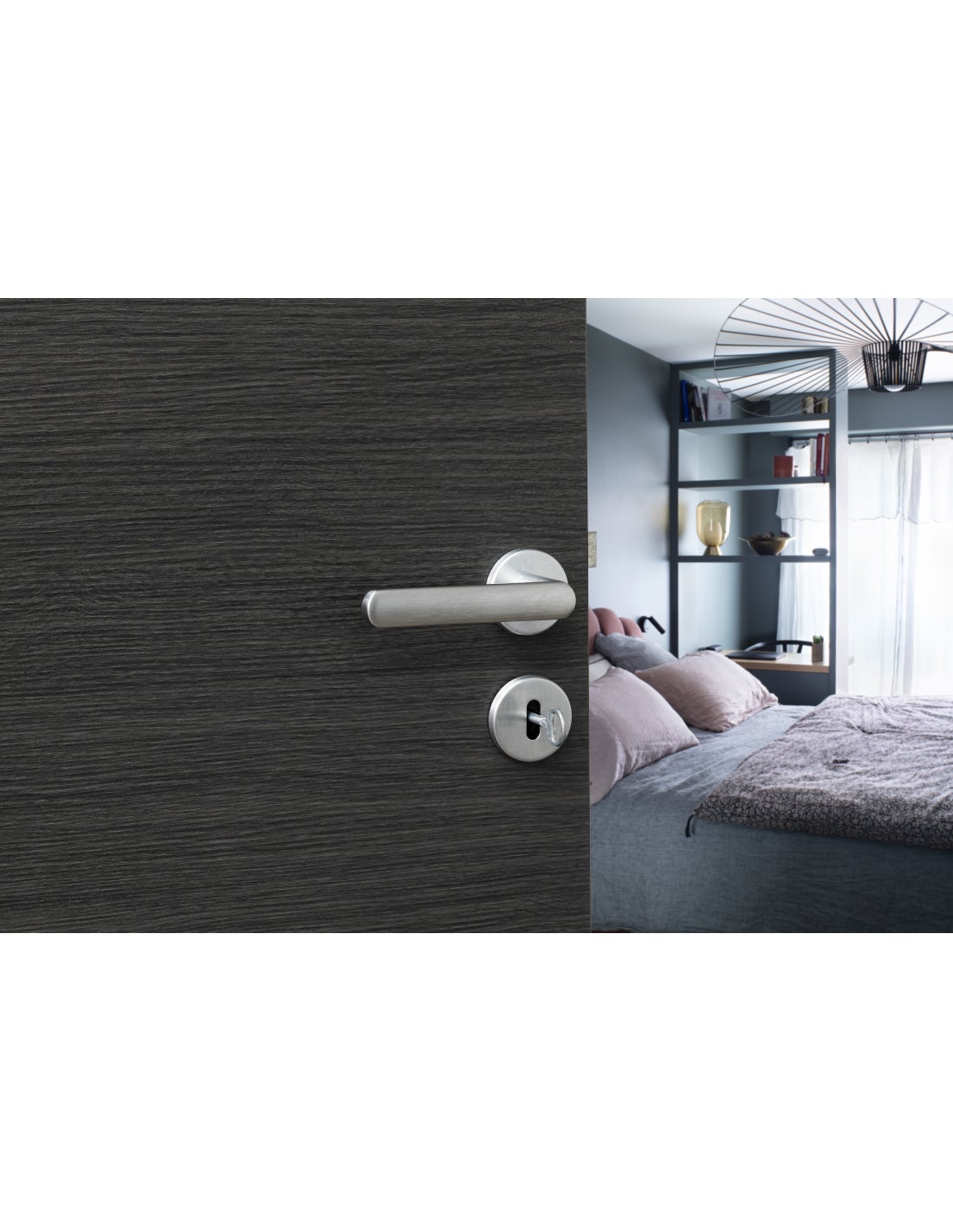 Maniglia di design Solis, per porta, su rosetta tonda, cromo satinato - FROSIO BORTOLO - 3