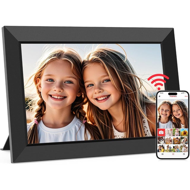 Cadre photo numérique Wi-Fi Frameo 10,1 pouces avec mémoire 32 Go, écran tactile IPS HD, diaporama et rotation automatique