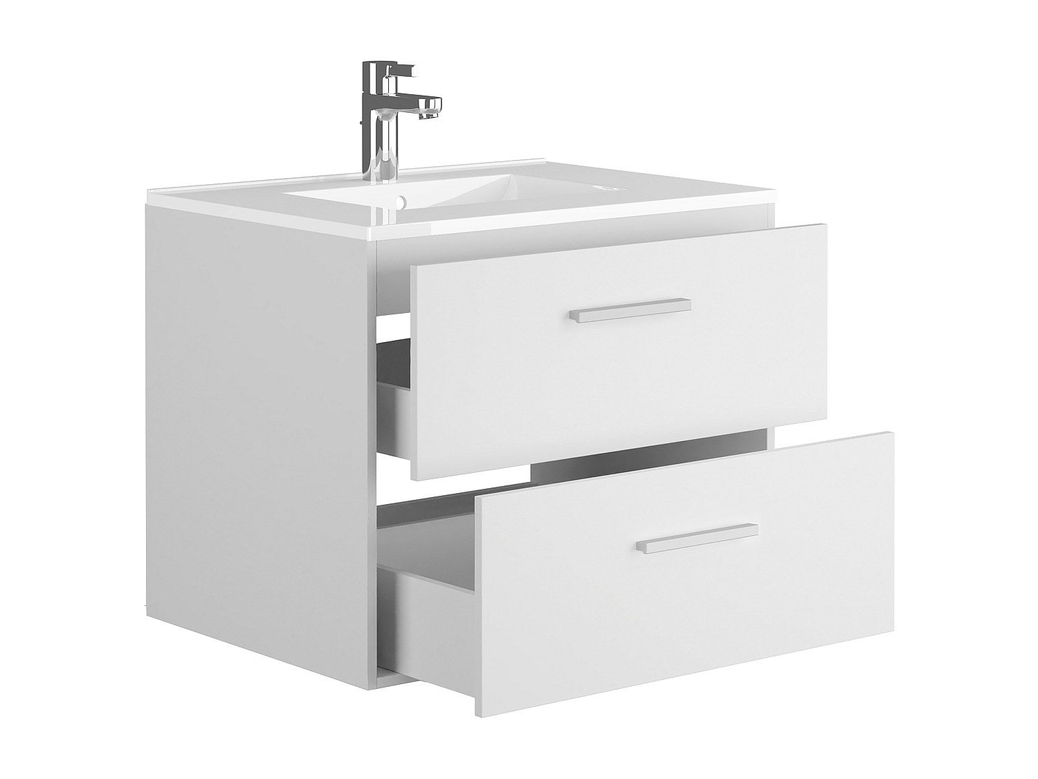 Meuble de salle de bain suspendu avec simple vasque - Coloris blanc - 60 cm - KAYLA - 3
