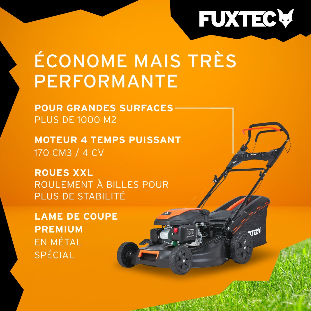 Tondeuse à Gazon Thermique Autotractée FUXTEC FX-RM5170eS 170 cm³ 51 cm – Démarrage Électrique, 60L, Easy Clean – - 4
