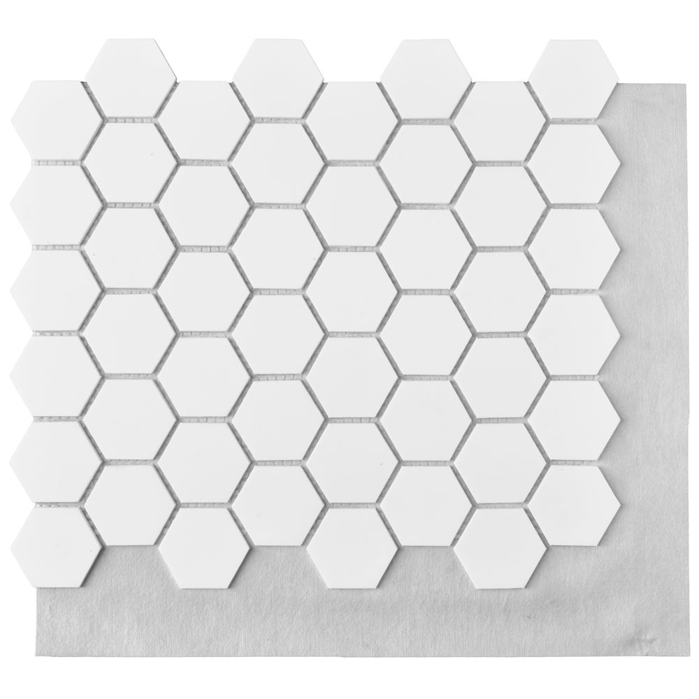 Mosaique solid surface lisse - Format Hexagone plaque de 30 x 30 cm - blanc lisse - 2