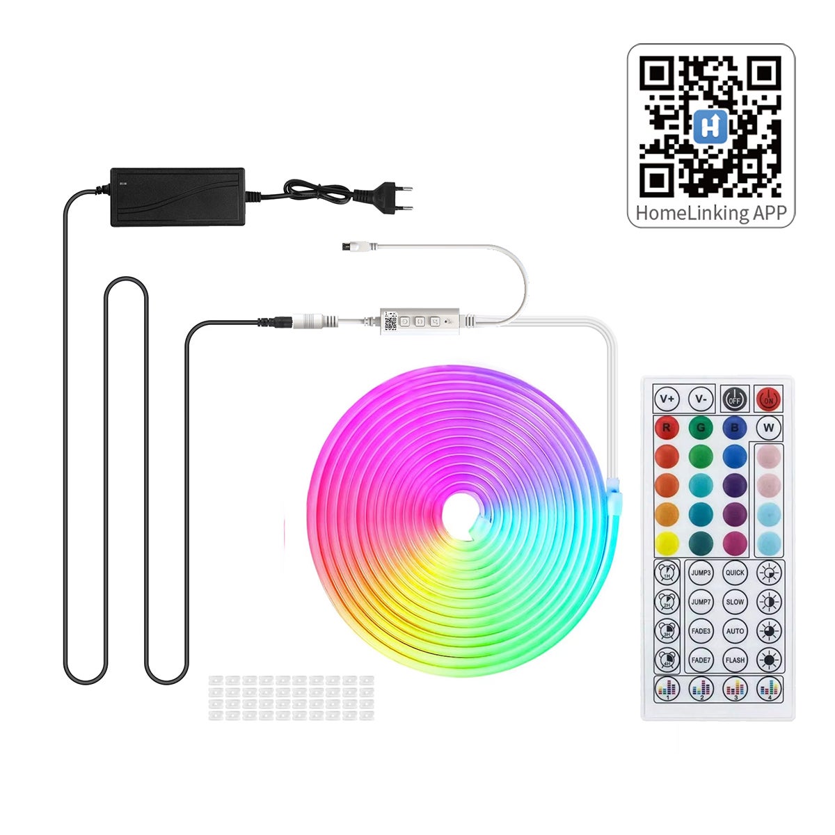 Kit de Néon flexible LED RGB 5m, DC 12V, bande lumineuse LED flexible pour intérieur et extérieur, APP/Télécommande, Plusieurs modes, IP65 étanche - 7