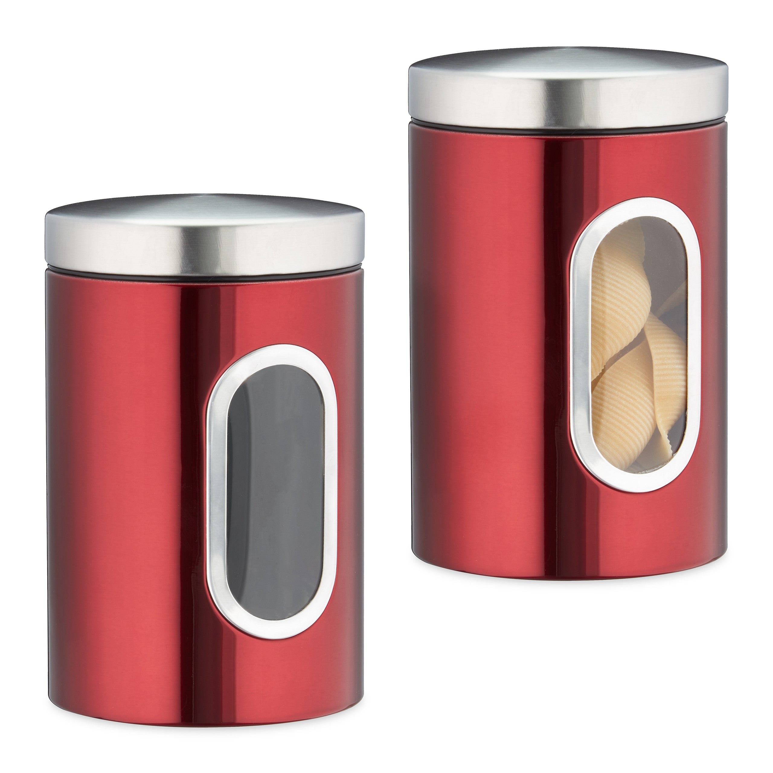 Relaxdays 2X Bocaux En Métal, Couvercle, Fenêtre De