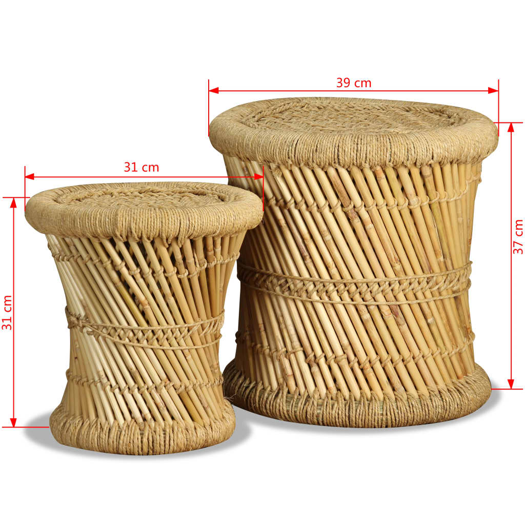 Maison Exclusive - Tabourets lot de 2 Bambou et jute - 9