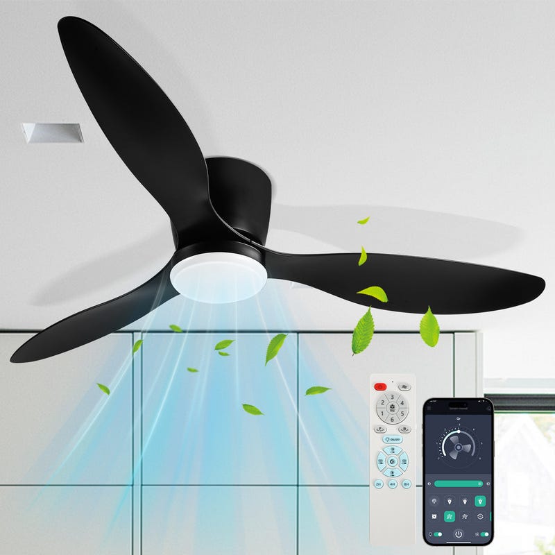 Ventilatore Da Soffitto Con Luce LED 50cm - Telecomando, App Bluetooth, 6 Velocità E 3 Colori - Moderno - Foto 6