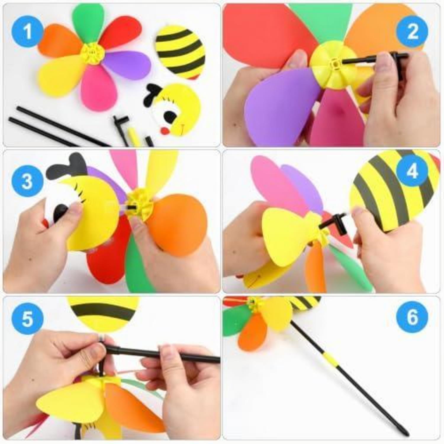 Moulins à vent Animaux 3D Coloré Plastique 3 pièces Abeille Poisson ...