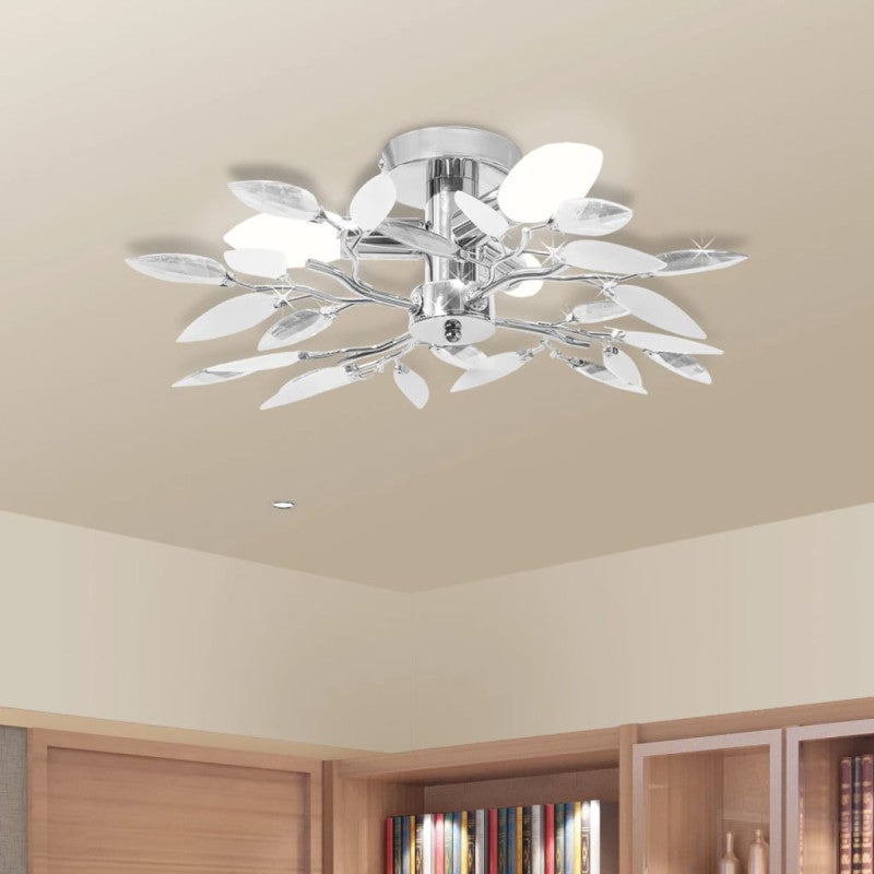 vidaXL Lampada da Soffitto Bianco e Viola Cristalli Acrilico 5 E14