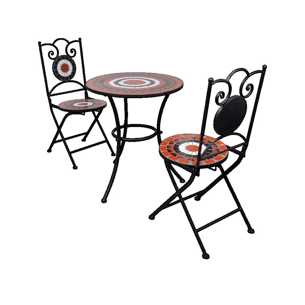 Zestaw bistro vidaXL 3 cz. mozaika ceramiczna brązowo-biała trwała