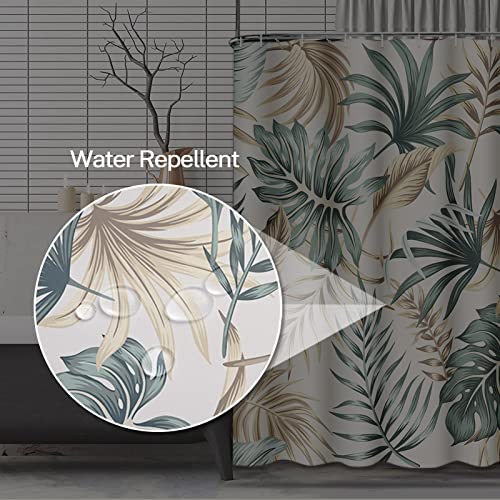 Tenda Doccia In Tessuto 180x180 Cm Con Piante Tropicali | Stile Vintage Con Ganci | Decoro Bagno - 4