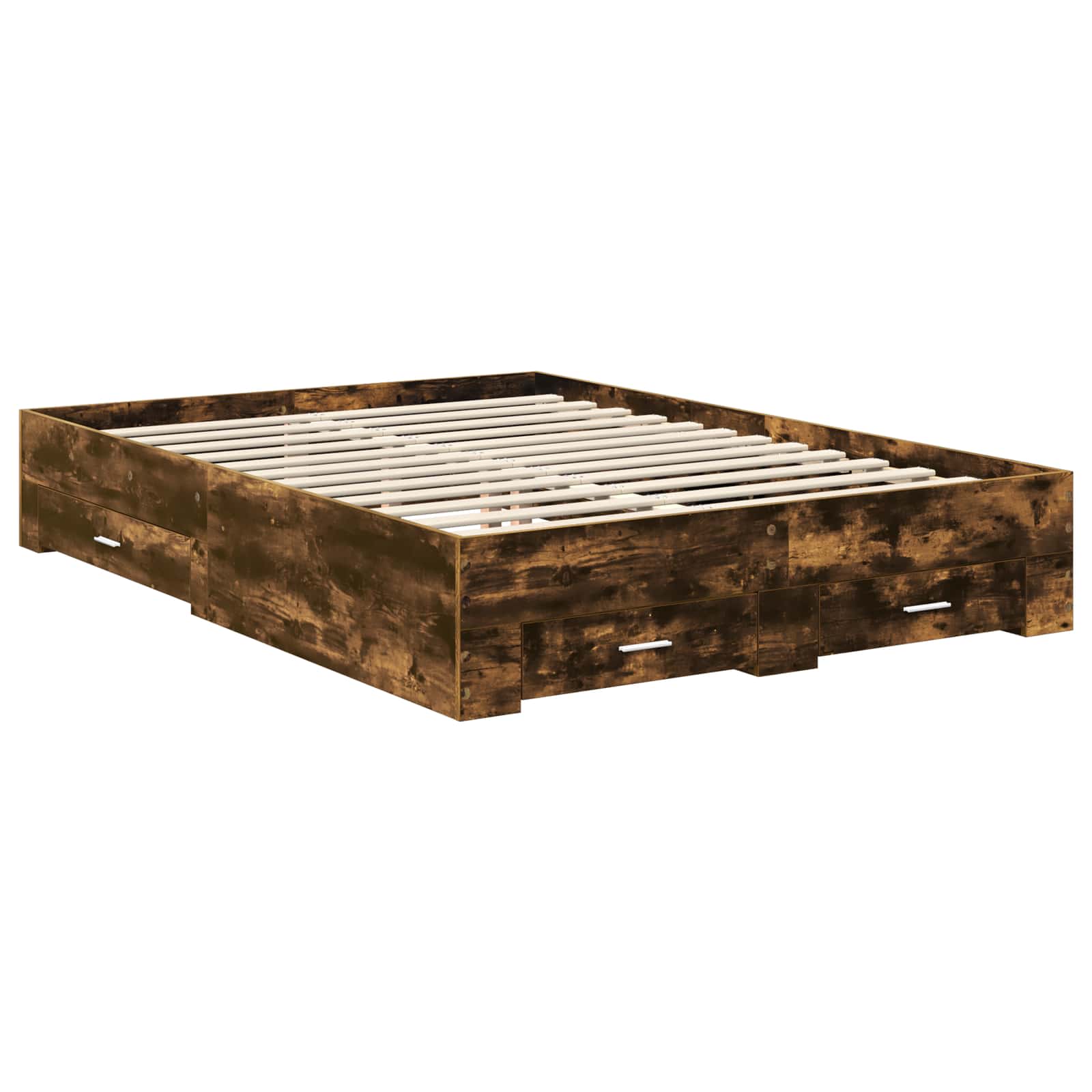 Cadre de lit chêne fumé en panneau de bois, pour la chambre, 140 × 190 cm - 6