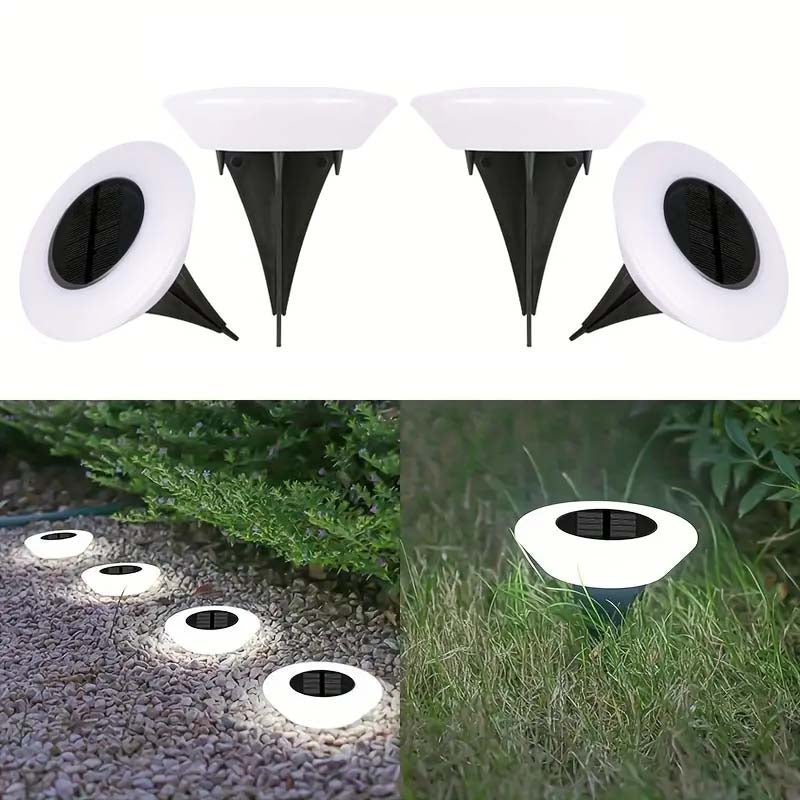 4 szt. solarnych lamp LED do wkopania, oświetlenie ogrodu, ścieżki, trawnika i tarasu, ultra jasne białe światło, odporne na warunki zewnętrzne