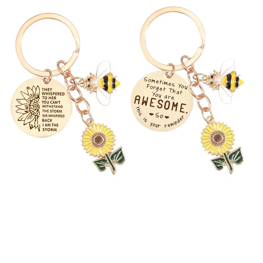Portachiavi Con Girasole E Ape Luckforest – Ispiratore Con Targhetta "Sei Fantastico" – Regalo Per Amiche E Laurea