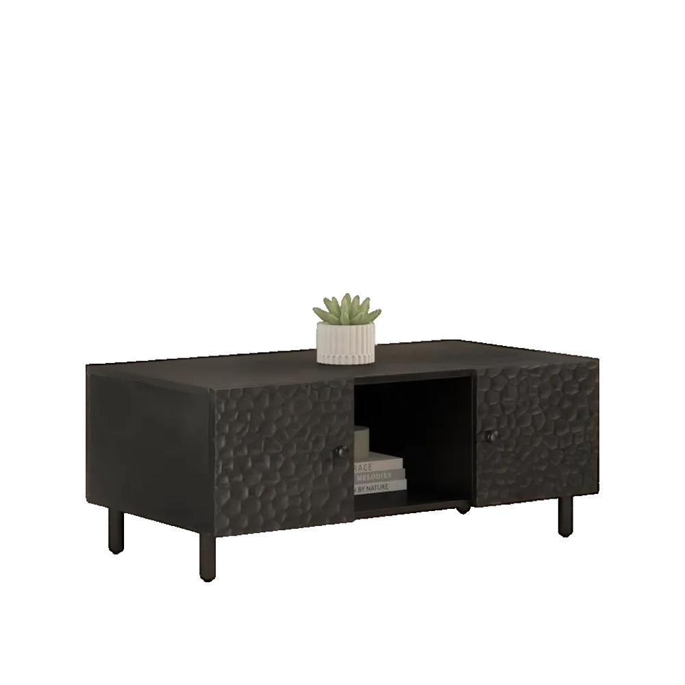 vidaXL Table basse noir 100x54x40 cm bois massif de manguier - 3