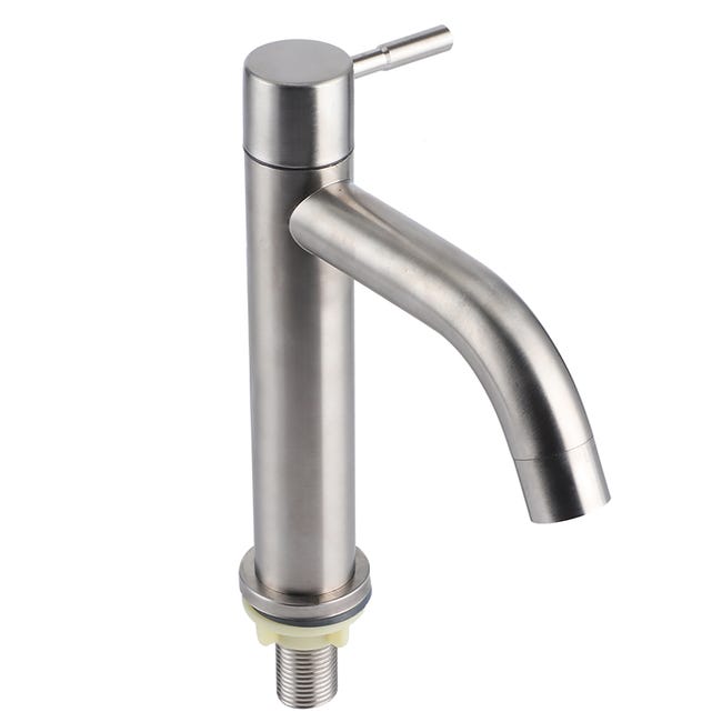 Robinet Eau Froide Acier Inoxydable Brossé Bec Droit - Avec Tuyau 23,62 Pouces Pour Salle De Bain