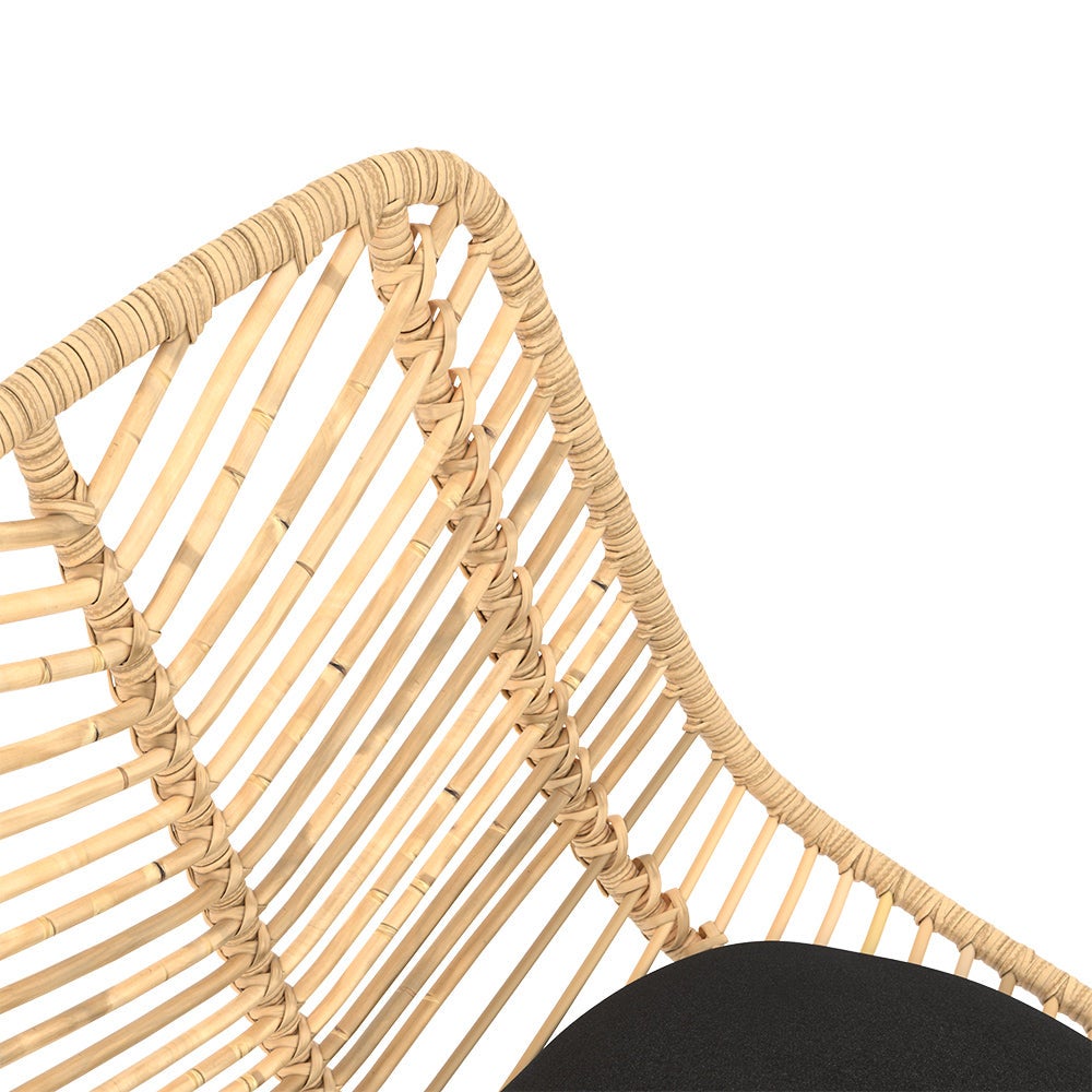 Lot de 2 chaises pour îlot central 66 cm en rotin naturel et noir - Tamara - 8