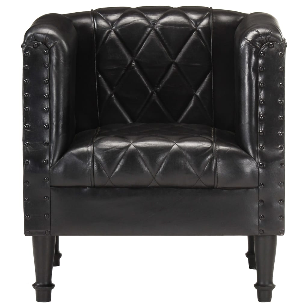 Fauteuil Noir Cuir véritable de chèvre - 3
