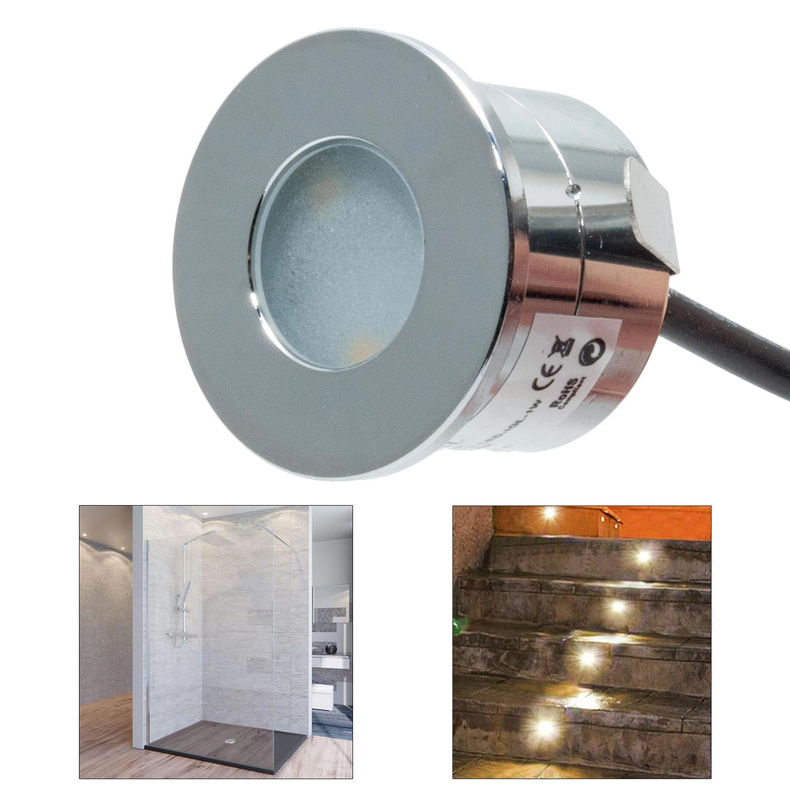 Mini spot LED encastrable 12V, 1W, étanche IP65, pour salle de bain, boîte de douche, marches, escaliers, bord de piscine - 3