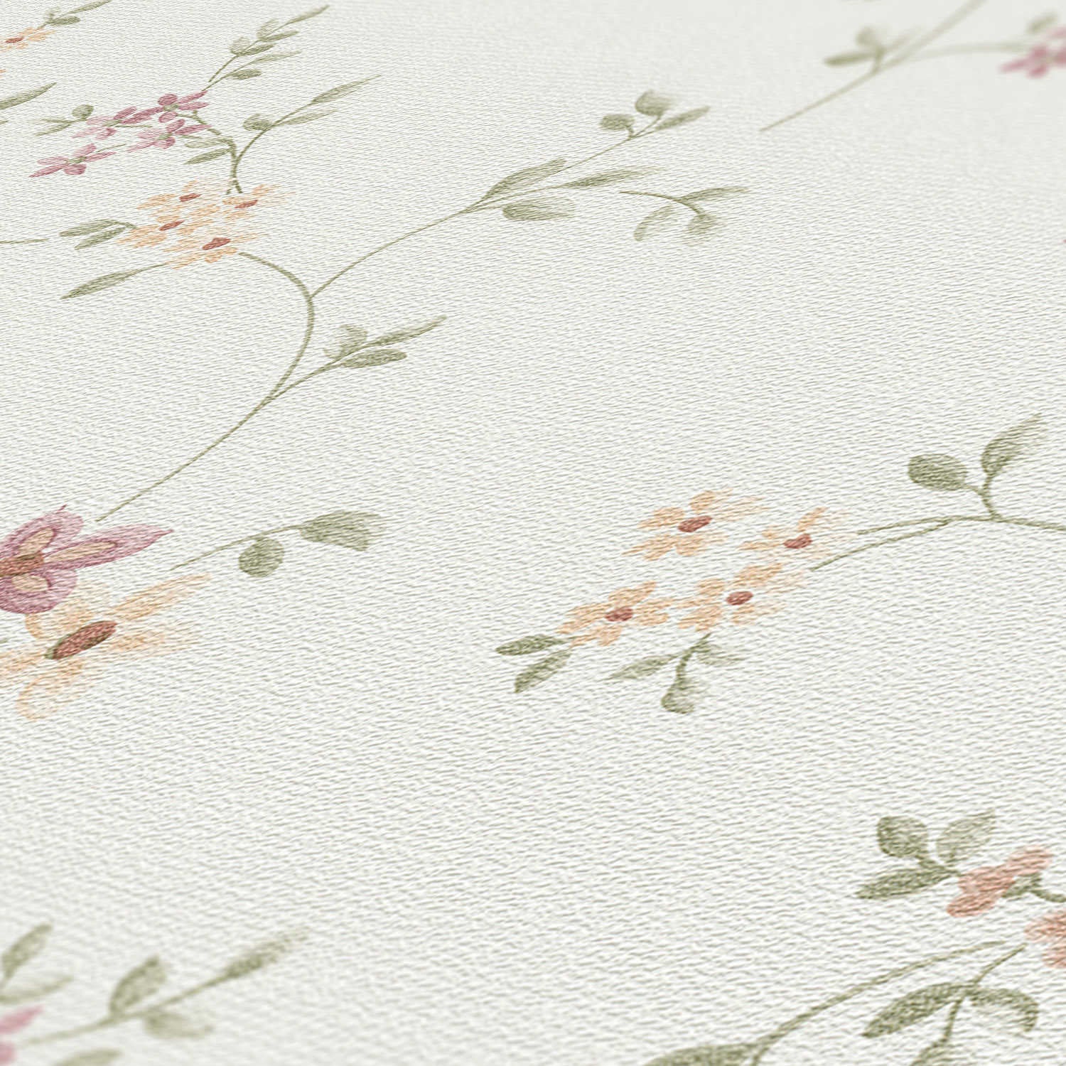 Papel pintado floral TADESSI Juliano M1-No.884, tejido no tejido, papel pintado floral natural verde multicolor para salón, dormitorio, cocina - 5