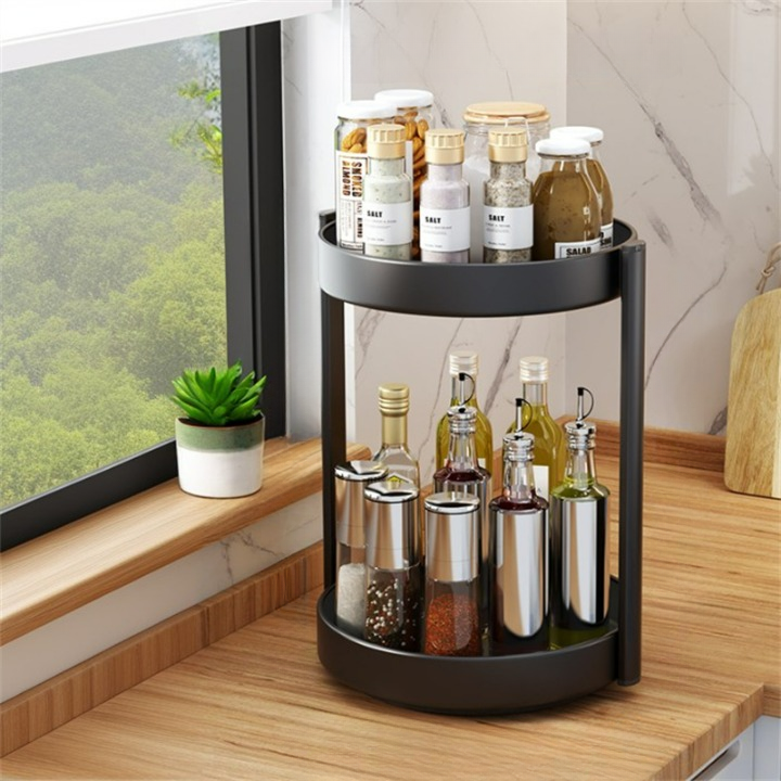 Obrotowy stojak na przyprawy, wielofunkcyjny organizer kuchenny, pojemnik na przyprawy, 2-warstwowe żelazko 26 cm