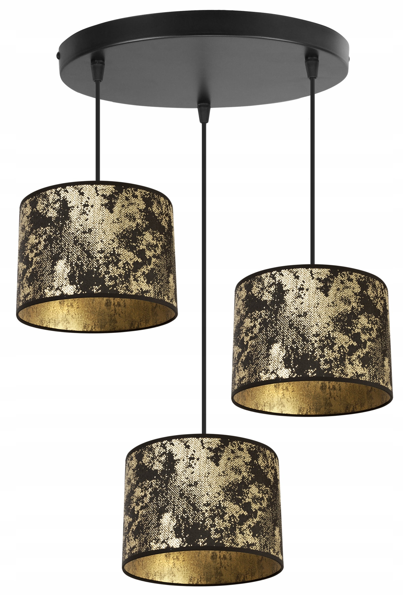 Lampa sufitowa wisząca classy Werona 3xE27 klosz owalny wzorzysty czarny/złoty Light Home LH