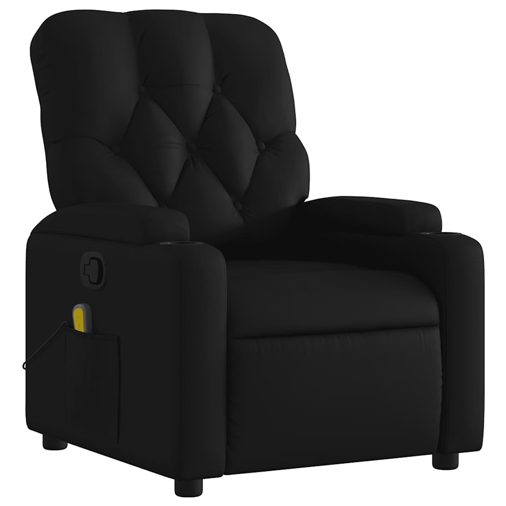 Fauteuil de Salon，Chaise，Fauteuil de massage inclinable noir similicuir - 3