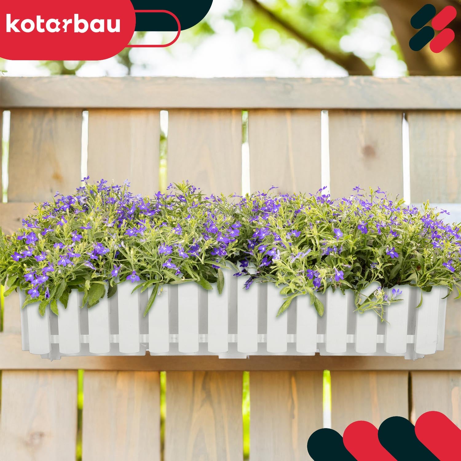 2 uds Maceta - Jardinera Exterior - Macetero Autorriego - Macetas Plástico - 58 x 18 x 16 cm - Blanco - Maceta Colgante - Jardinera Ba KOTARBAU - 2