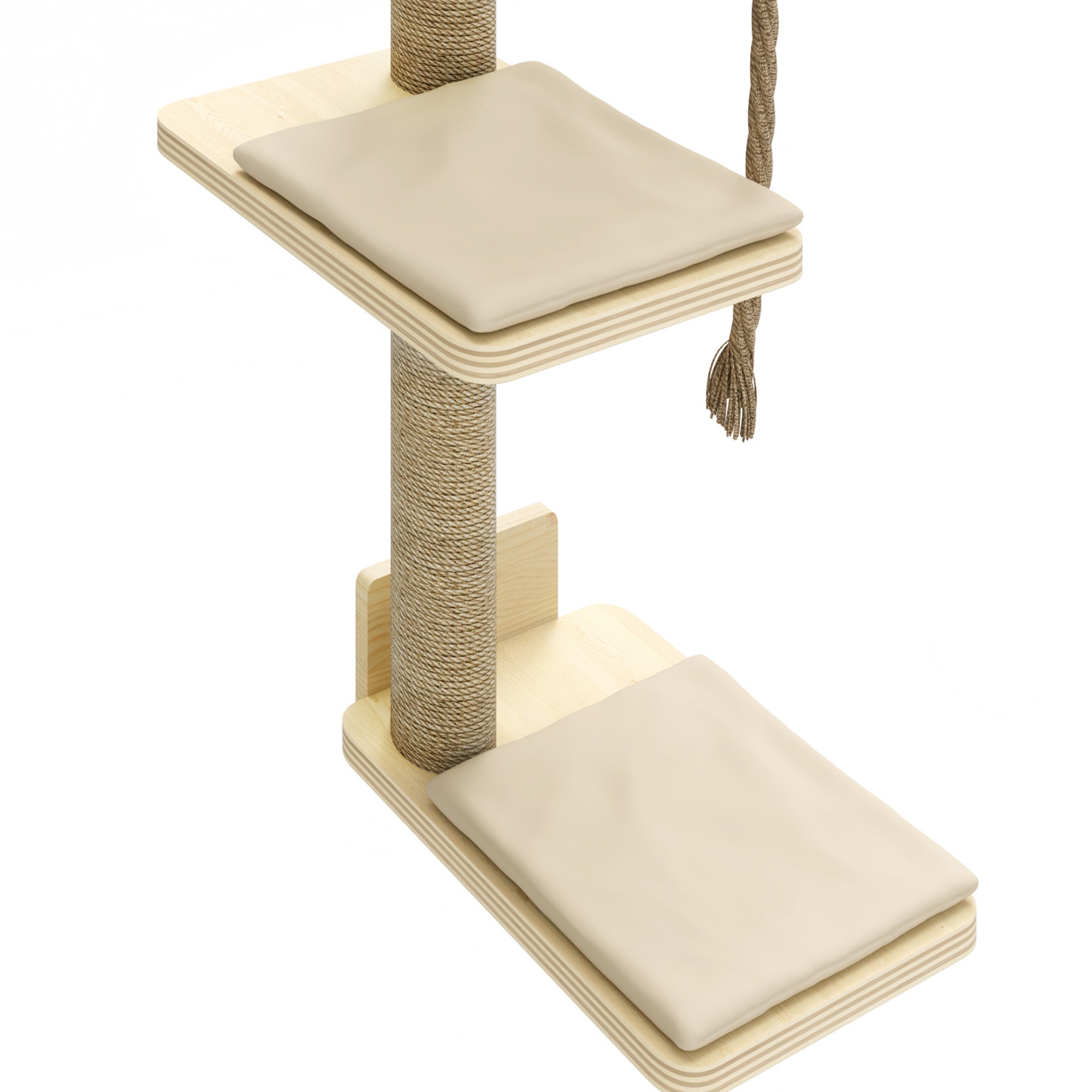 Balconera Ensemble de murs d'escalade pour chat 7 pièces, arbre à chat avec 3 griffoirs et 4 marches, montage mural, beige - 8