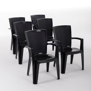 Lewe - Lot de 6 chaises de salle à manger rembourrées en velours - Accoudoirs ergonomiques