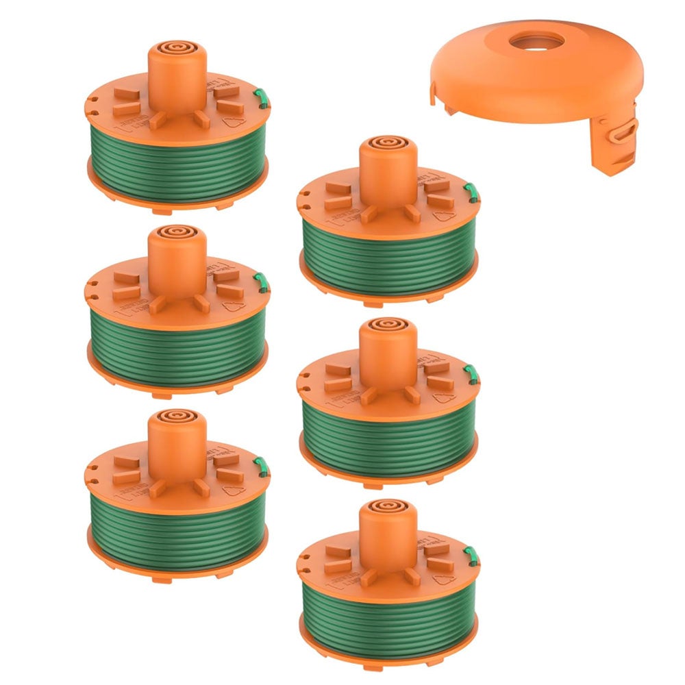 Szpule zamienne do kosiarki Gardena 05367-20 i nakładki na szpule 05329-20 (6 szpul i 1 nakładka na szpulę)