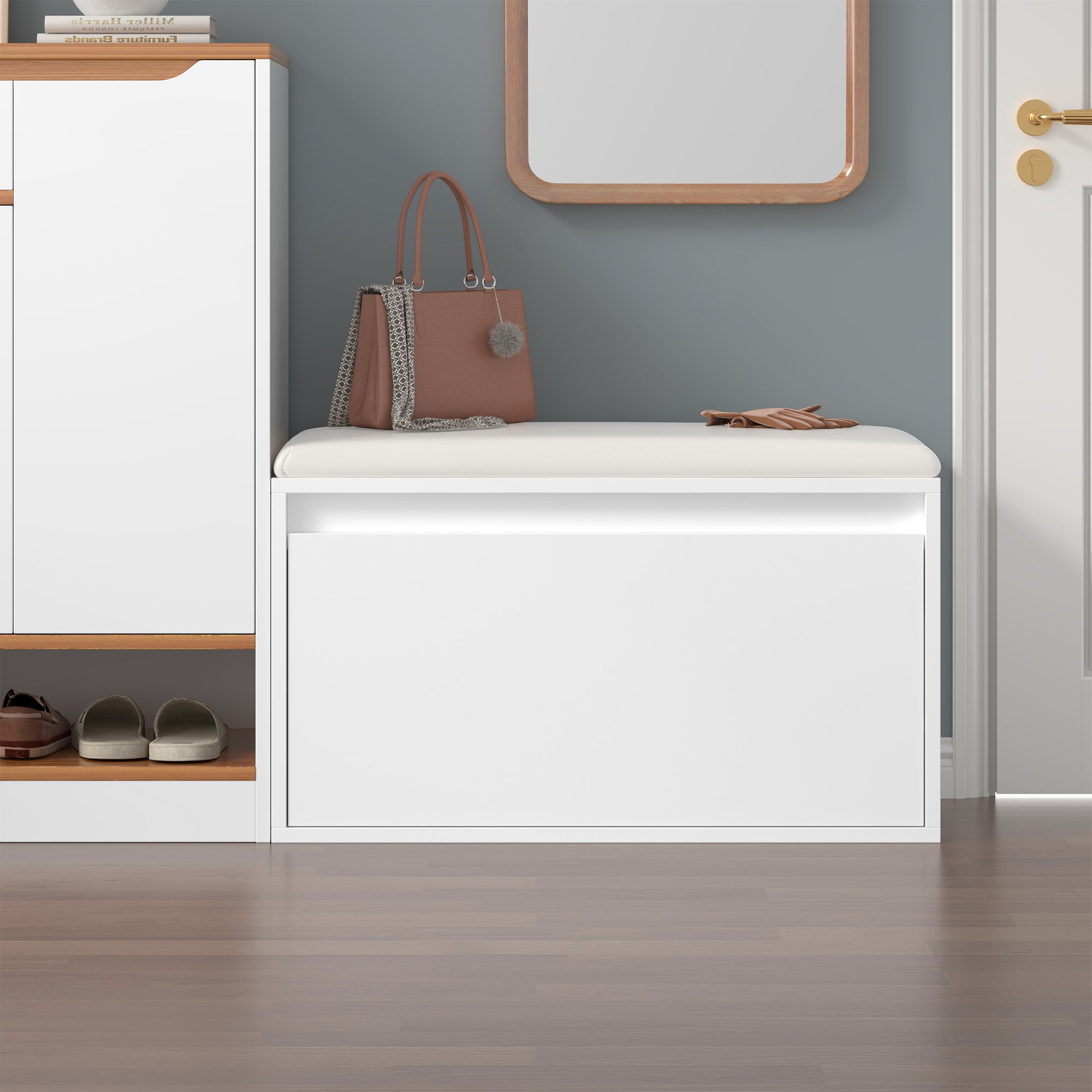 Banc à chaussures Degerfors 80 x 39 x 45 cm blanc [en.casa] - 5