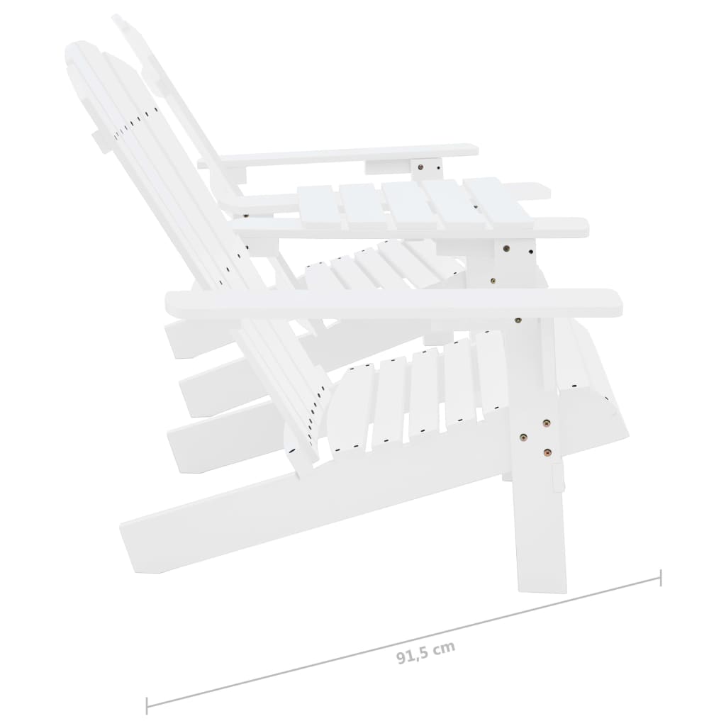 Chaises de jardin Adirondack avec table Bois de sapin Blanc - 7