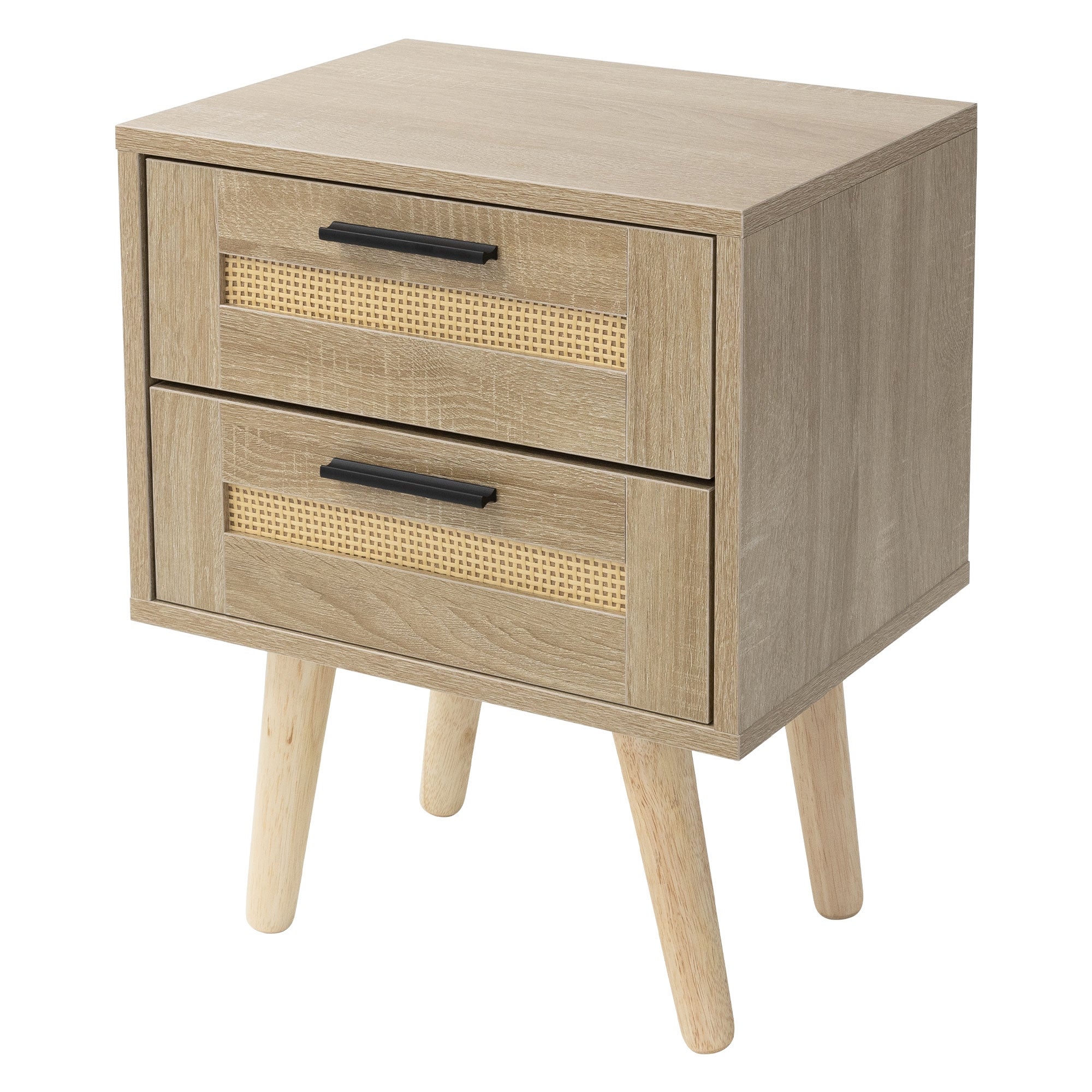 Stolik nocny z szufladami Stolik nocny rattan szafka nocna dab 40x30x50,5 cm