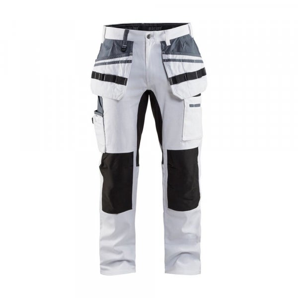 Pantalon peintre +stretch Blanc/Noir | 191010001099 - Blaklader