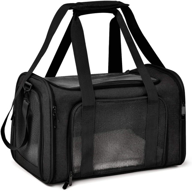 Bolsa de transporte preta para animais de estimação, tamanho pequeno, 40 cm x 25 cm x 25 cm, 1 peça, bolsa de transporte dobrável para cães e gatos