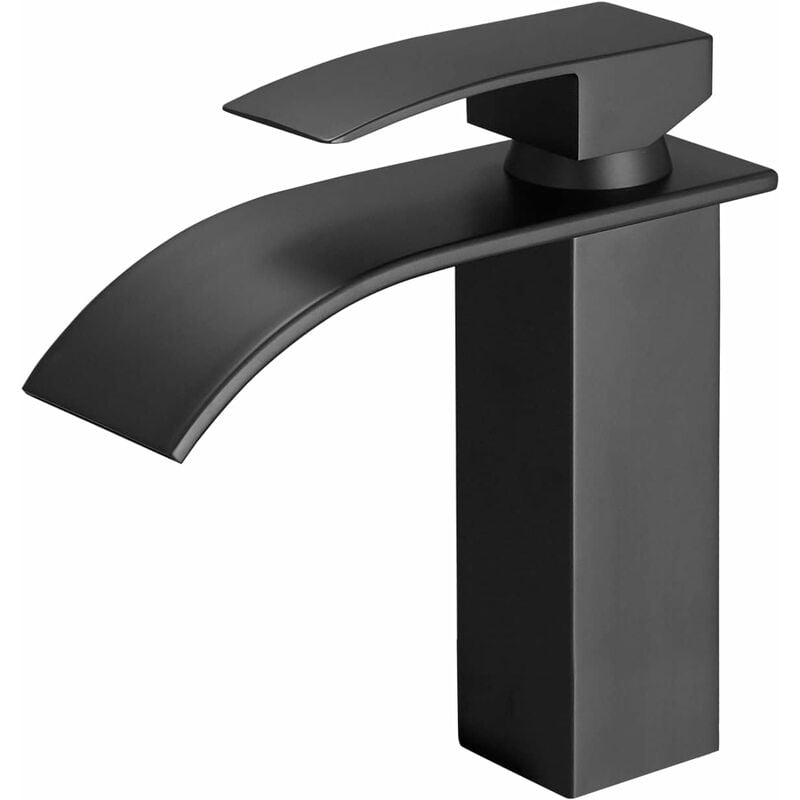 Czarny kaskadowy kran łazienkowy, kaskadowa bateria umywalkowa, mosiężny kaskadowy kran umywalkowy z dostępną zimną i ciepłą wodą, nowoczesny （3/8 &qu