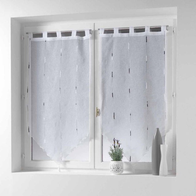 Voilage Rideau Tulle Zen Pierres Et Orchidée - Cantonnière Salon Cuisine, 135W X 137H Cm