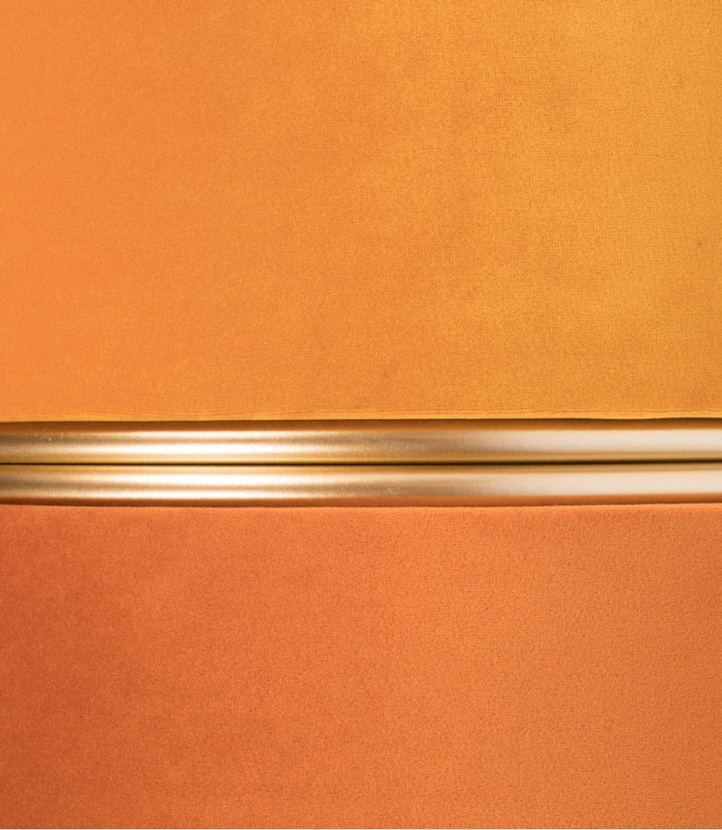 ART DECO - Tabouret pouf en velours orange avec cerclage doré - 3
