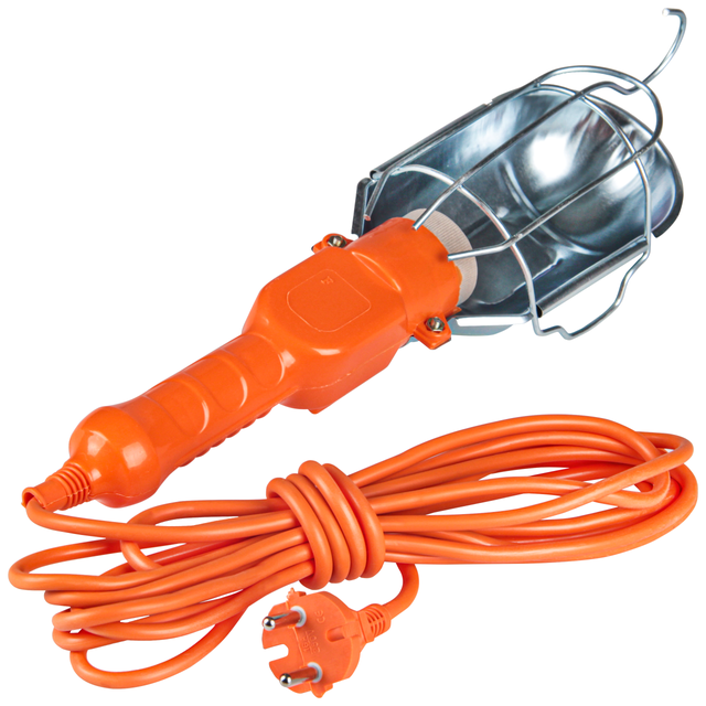 Lampa warsztatowa E27 LED 49cm IP20 na kablu 5m hak pomarańczowa MasterLED